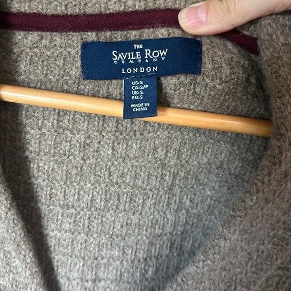 Savile Row Company Lambswool Blend Cardigan Sweater Small Brown Shawl Collar - Picture 4 of 12